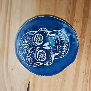Blue Agate Coaster single with sugar skull